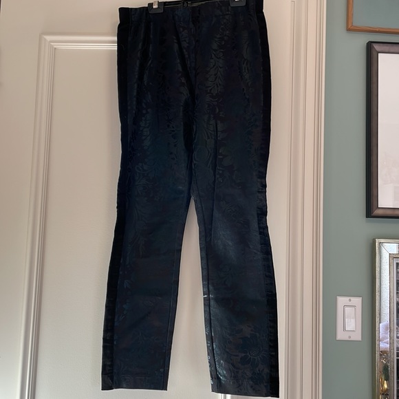 Black jacquard skinny trousers with velvet racing stripe - Picture 2 of 4